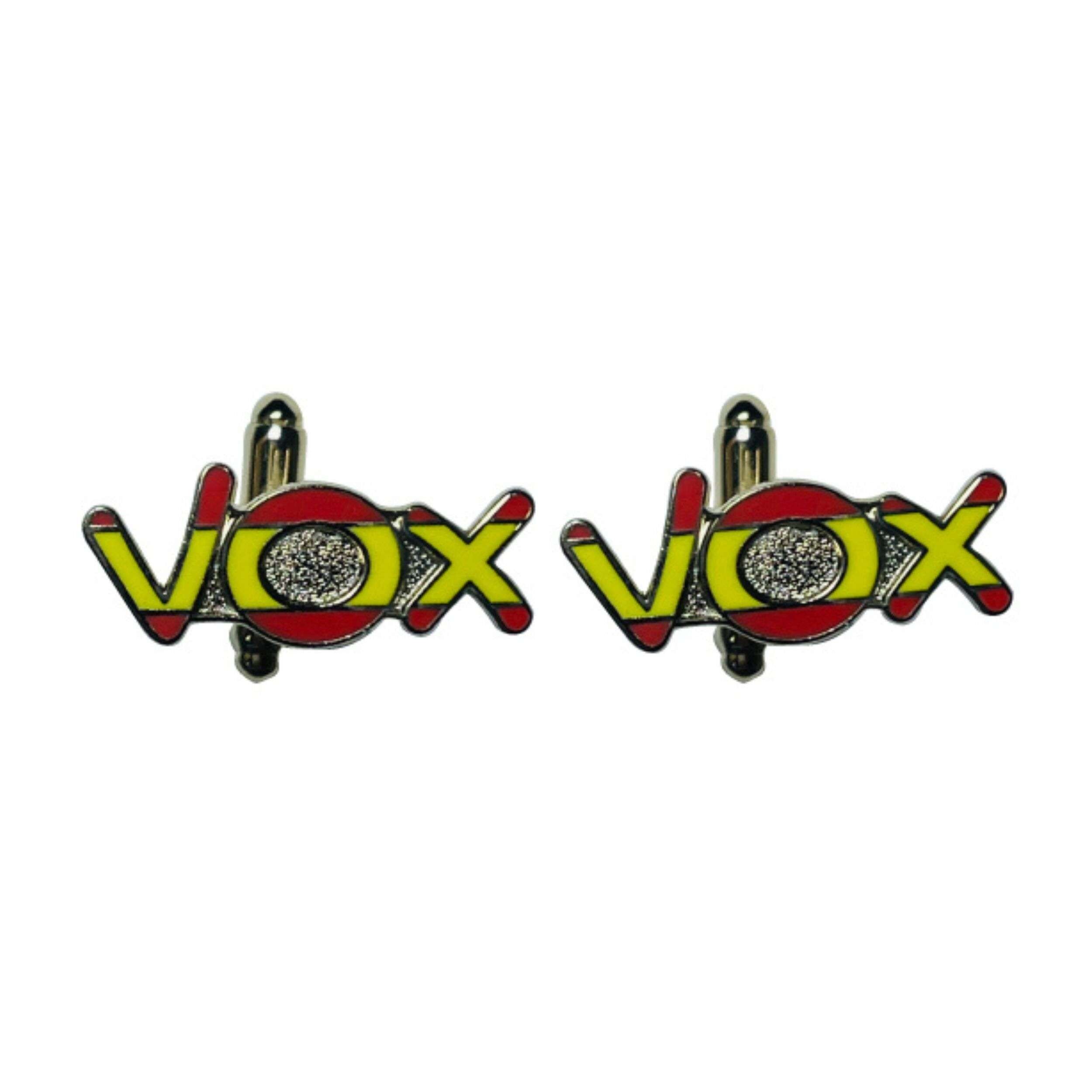 Zwillinge der politischen Partei Vox mit der spanischen Flagge