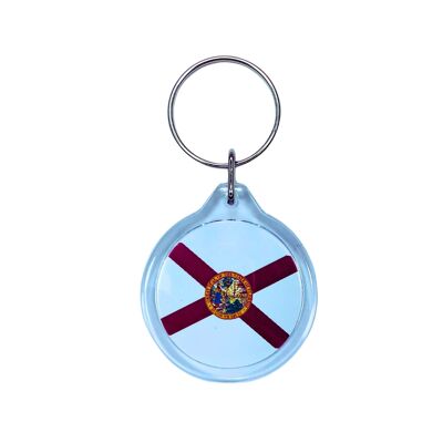 Porte-clés rond en acrylique – Drapeau de l'État de Floride – États-Unis