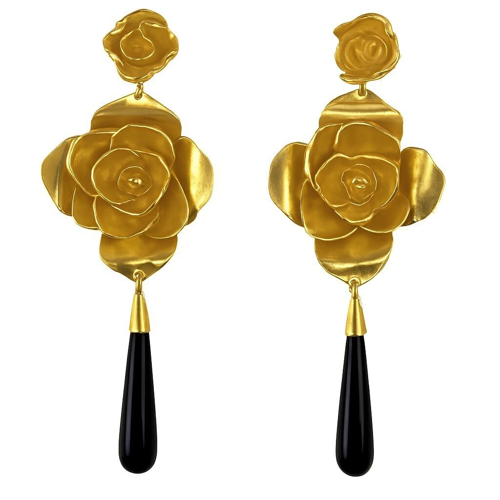 Schwarze Flamenco-Seufzer-Ohrringe