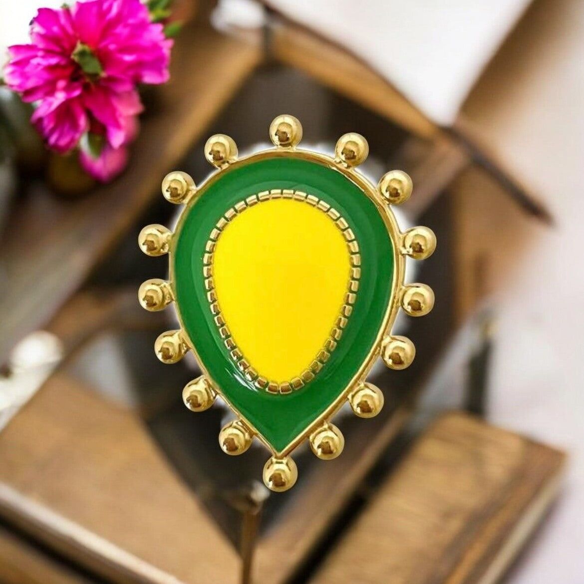 Bague "SIRENYA" adaptable en acier inoxydable émaillé