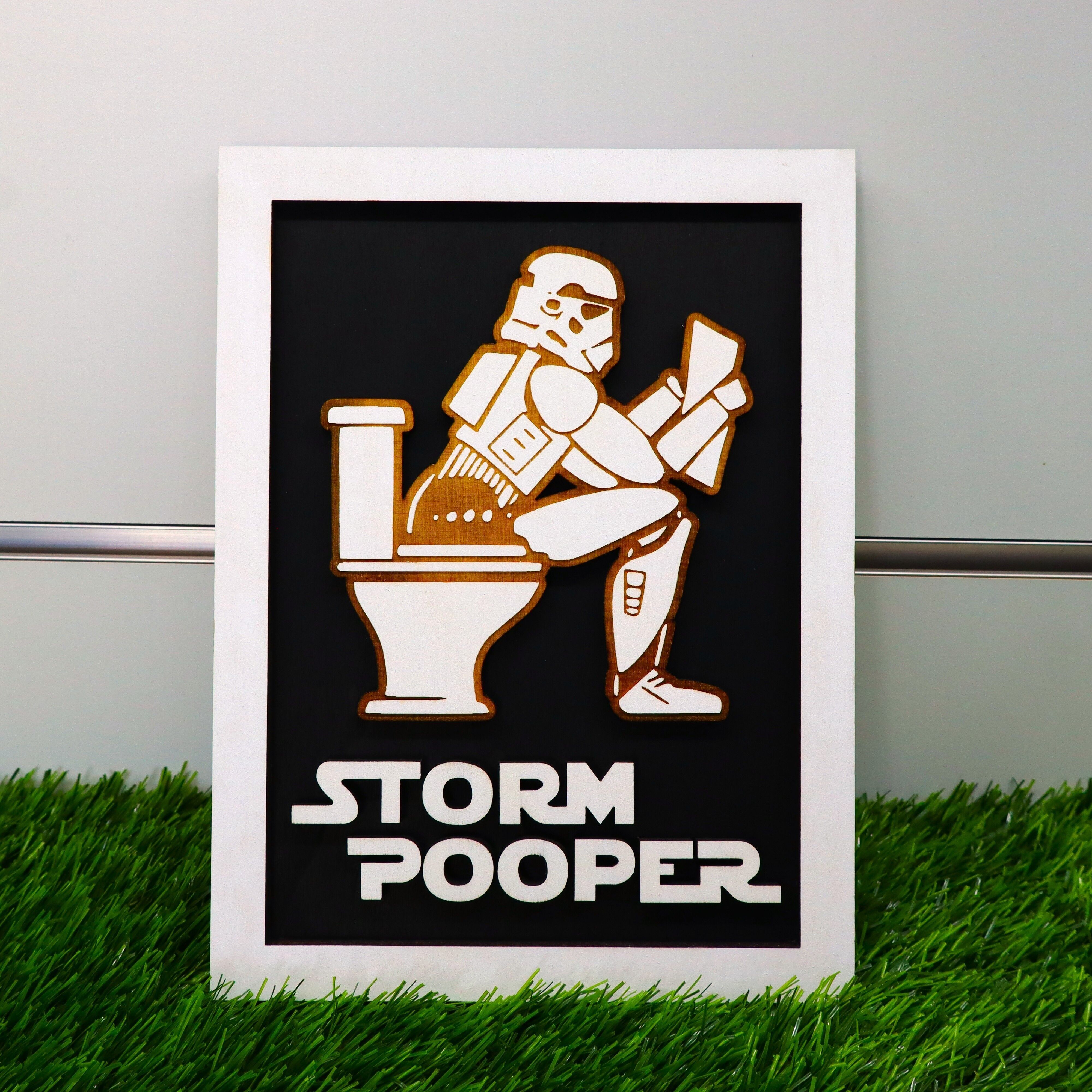 Letrero divertido para baño - Humor de Stormtrooper - Placa de madera cortada a láser - Decoración geek