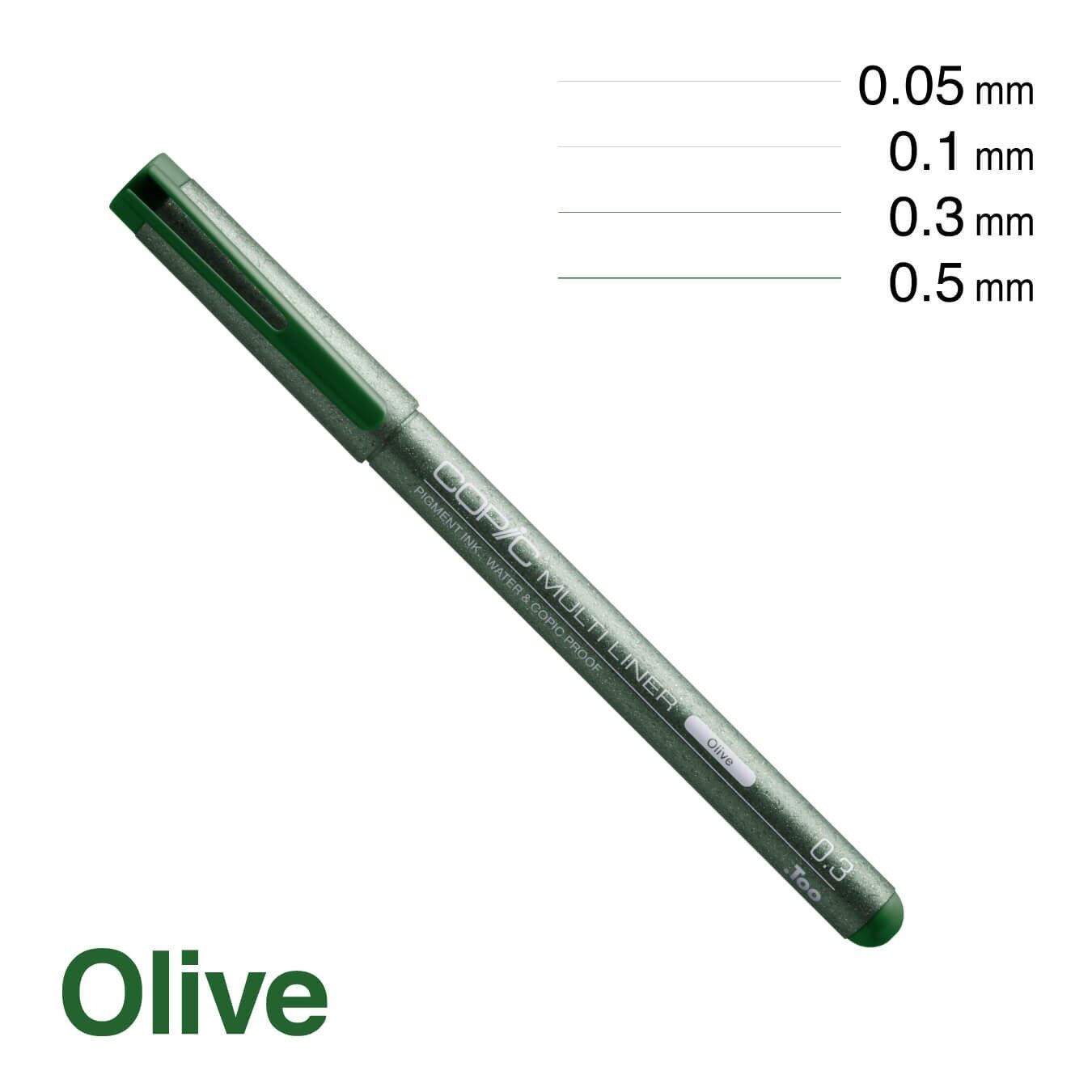 COPIC Multiliner Coloured Fineliner Pen - Olive 0.05mm, For Art & Crafts, Colouring, Graphics, Highlighter, Design, Anime, Professional & Beginners, Art Supplies & Colouring Books