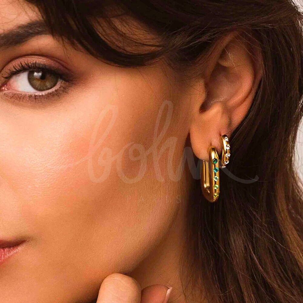 Inna Creolen - Edelstahl mit 5 Zirkoniasteinen