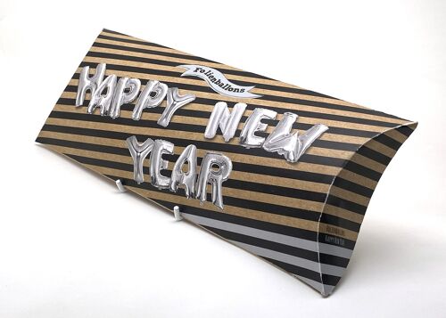 Luftballonbox Einzelballons „HAPPY NEW YEAR“ silber