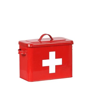 Homestoreking Contenitore di latta di pronto soccorso - Rosso lucido - Metallo