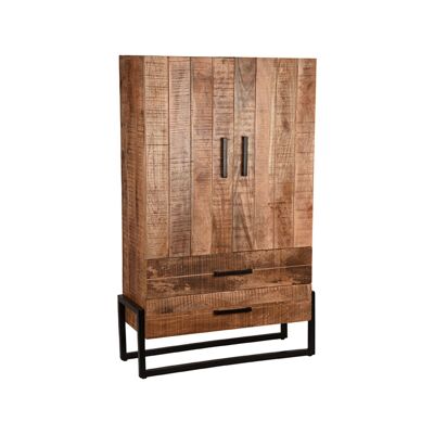 Homestoreking Bolivia Storage Cabinet - Rough - Mango Wood - 2 Doors