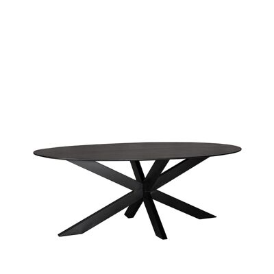 Homestoreking Tavolo da pranzo Zion - Nero - Legno di mango - Ovale - 240x110 cm