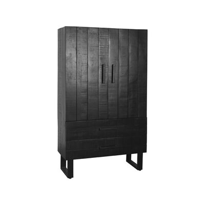 Homestoreking Storage Cabinet - Black - Mango Wood - 2 Doors