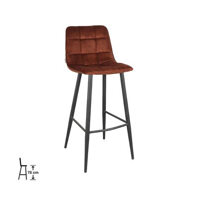 Homestoreking Sgabello da bar Jelt - Ruggine - Velluto - Altezza seduta 78