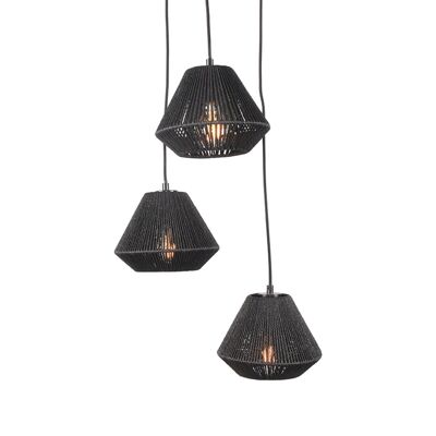 Homestoreking Lampe suspendue Ibiza - Noir - Jute - 3 lumières
