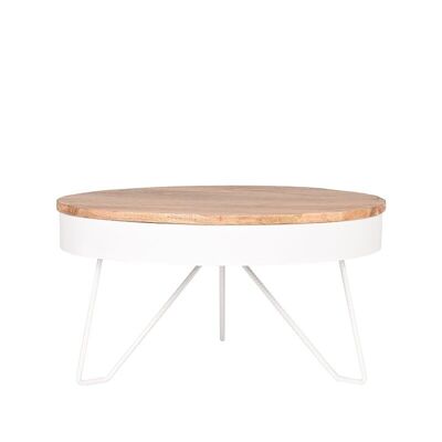 homestorecity Salontafel Saran - Blanc - Métal - Rond - 80 cm