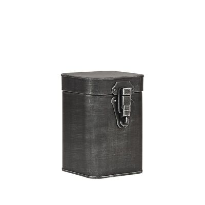 homestorecity Opbergblik Opbergkist - Antiek grijs - Metaal - M - 12x12x17 cm