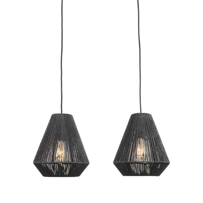Homestorecity Lámpara colgante Ibiza - Negro - Yute - 2 luces