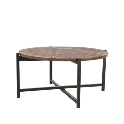 Homestorecity Salontafel Dox - Zwart - Mangohout - Zwart Onderstel