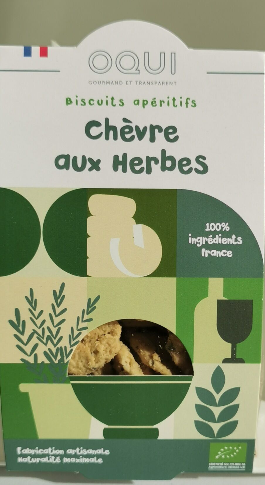 Organic aperitif biscuit - Goat cheese with herbs - 110g bag - 100% French ingredients