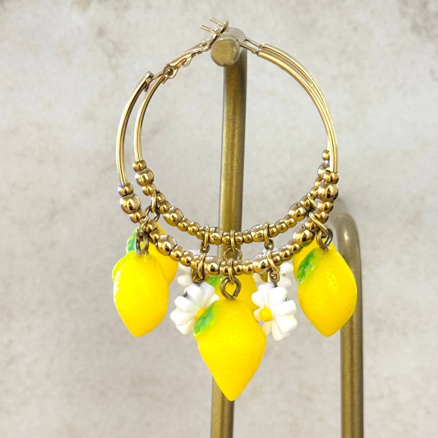 Lemons & Flowers Summer Hoop Earrings