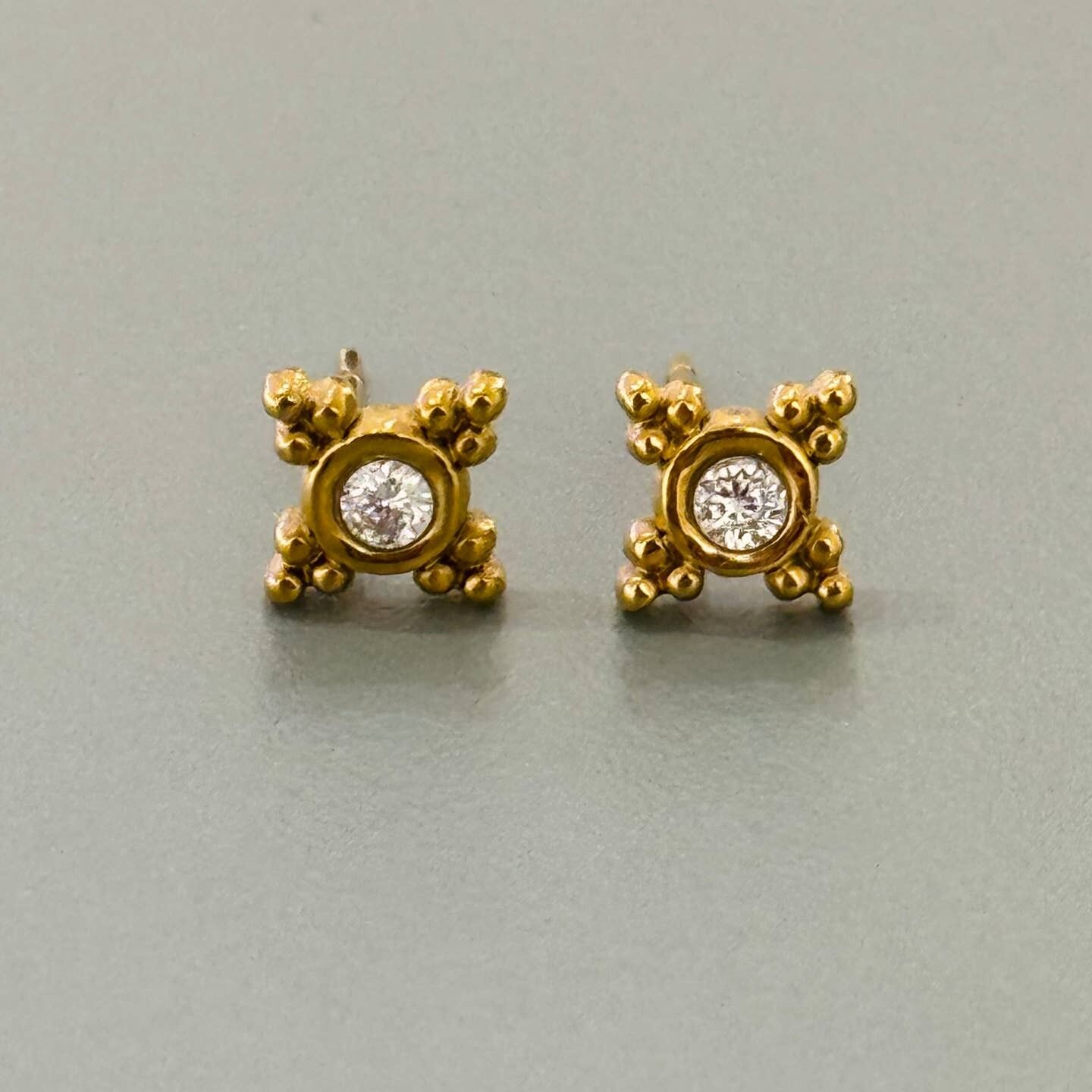 Erez Mini Stud Earrings w White Zirconias