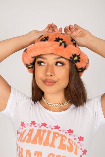 Chapeau Bob Peach Daisy Fluffy 4