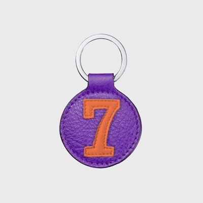 Leather key ring number 7 mango purple background