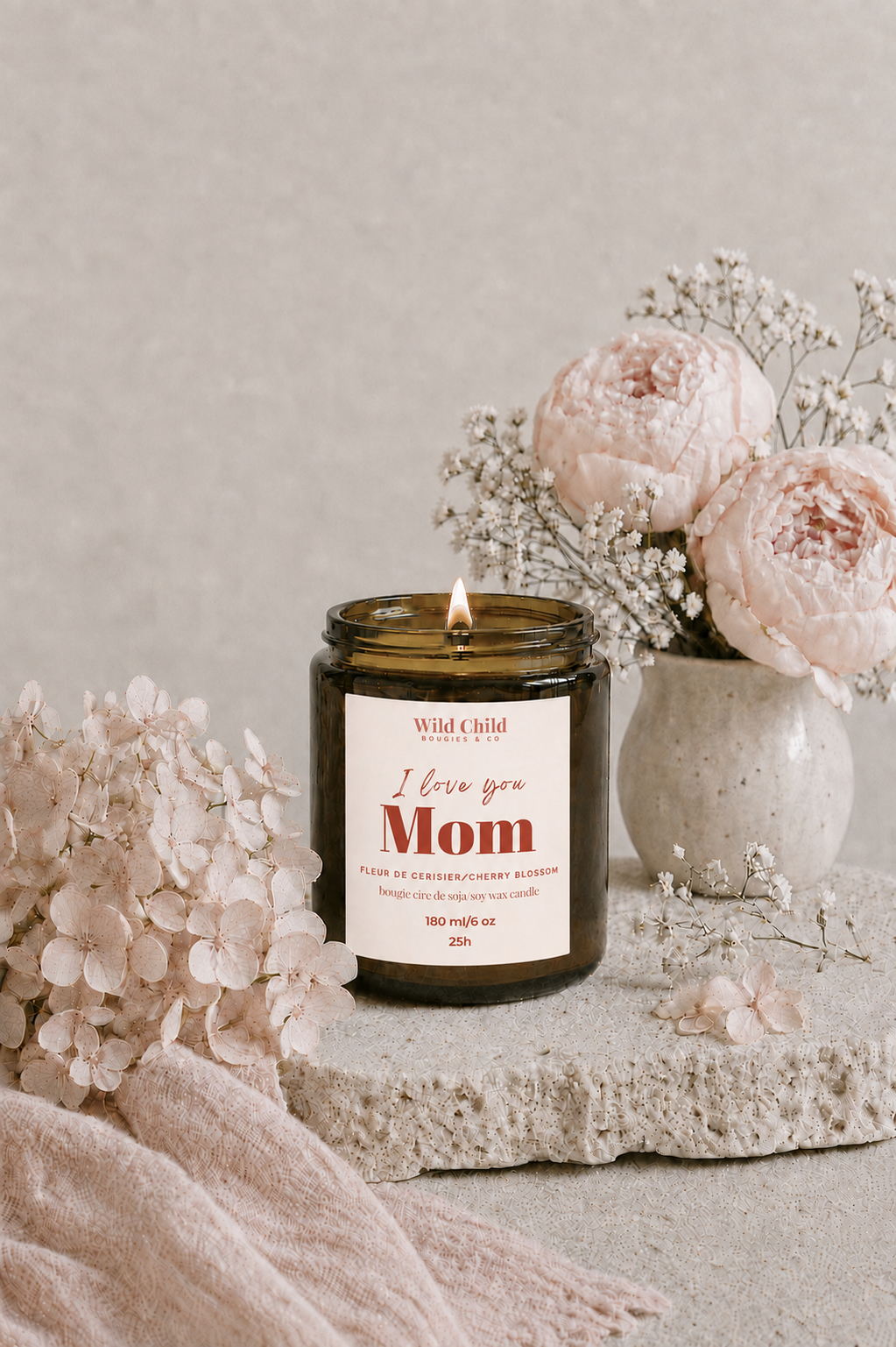 "I love you mom" Soy wax candle and fragrance of your choice 25h