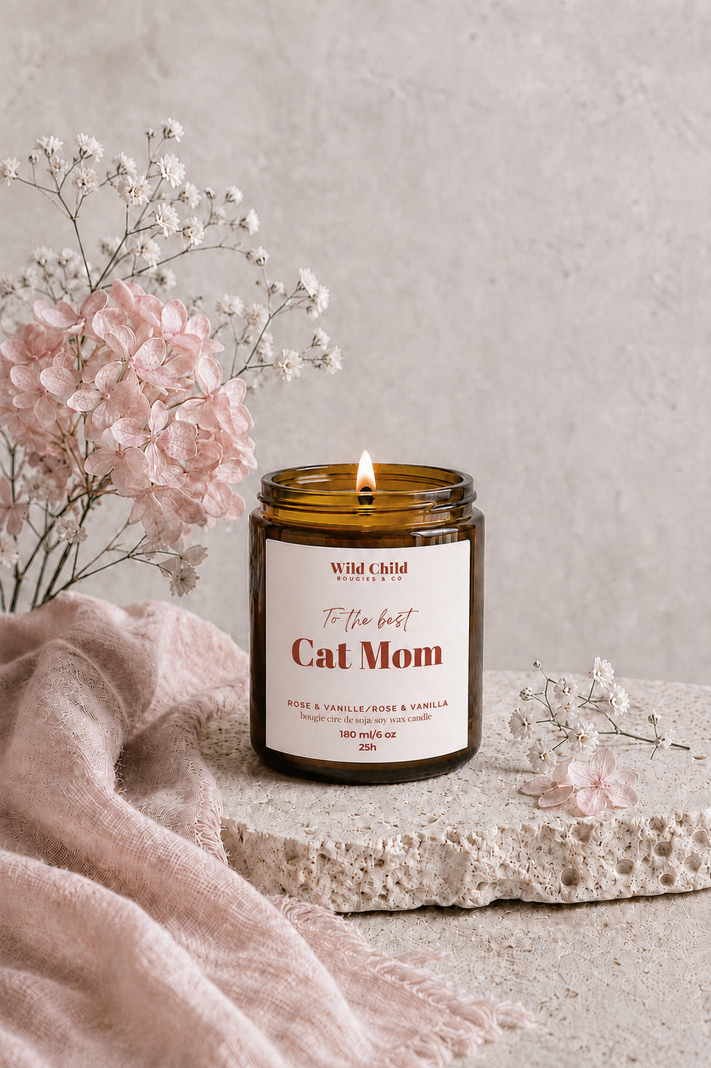 "Best Cat Mom" Soy wax candle with fragrance of your choice, 25 hours