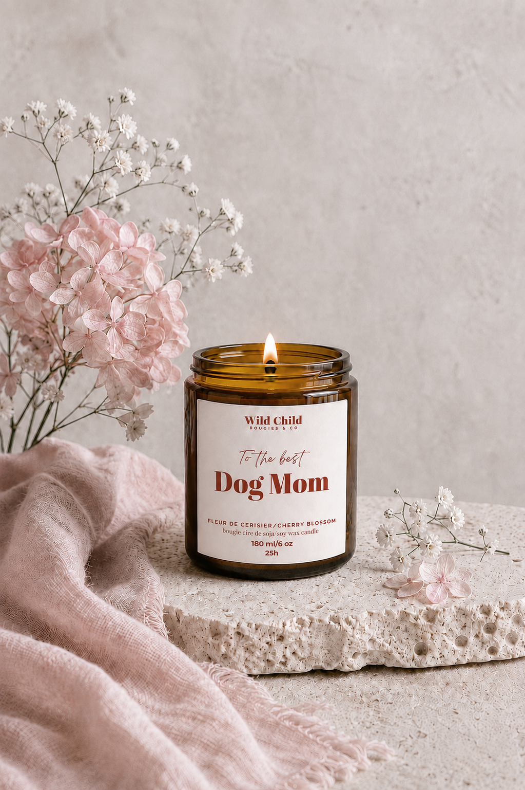 "Best Dog Mom" Soy wax candle with fragrance of your choice, 25 hours