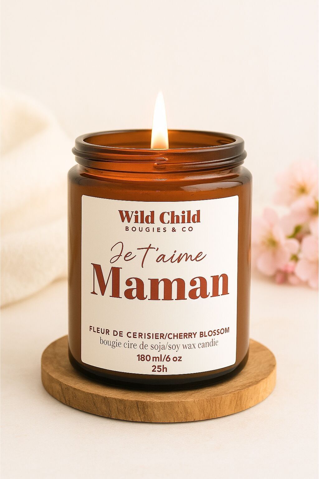 "Ti amo mamma" Candela in cera di soia e fragranza a scelta 25 ore