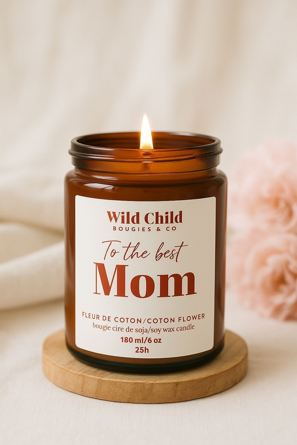 Candela di cera di soia "Best Mom" ​​e fragranza a scelta 25 ore