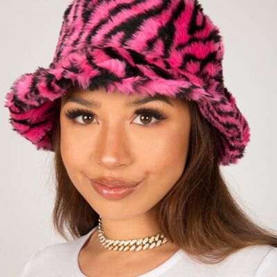 Cappello da pescatore soffice zebrato rosa