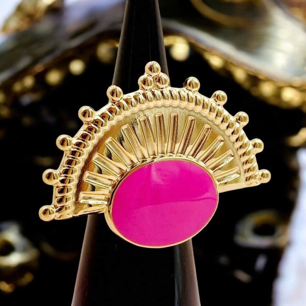 Bague "ONYRIA" adaptable en acier inoxydable émaillé