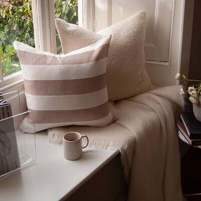 Coussin en lin rayé Riviera - Moka