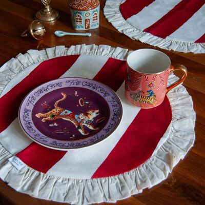 Set de table rond à volants - Rouge