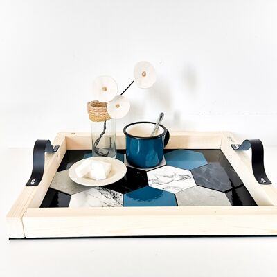 Aperitif tray, integrated coasters - Mineral
