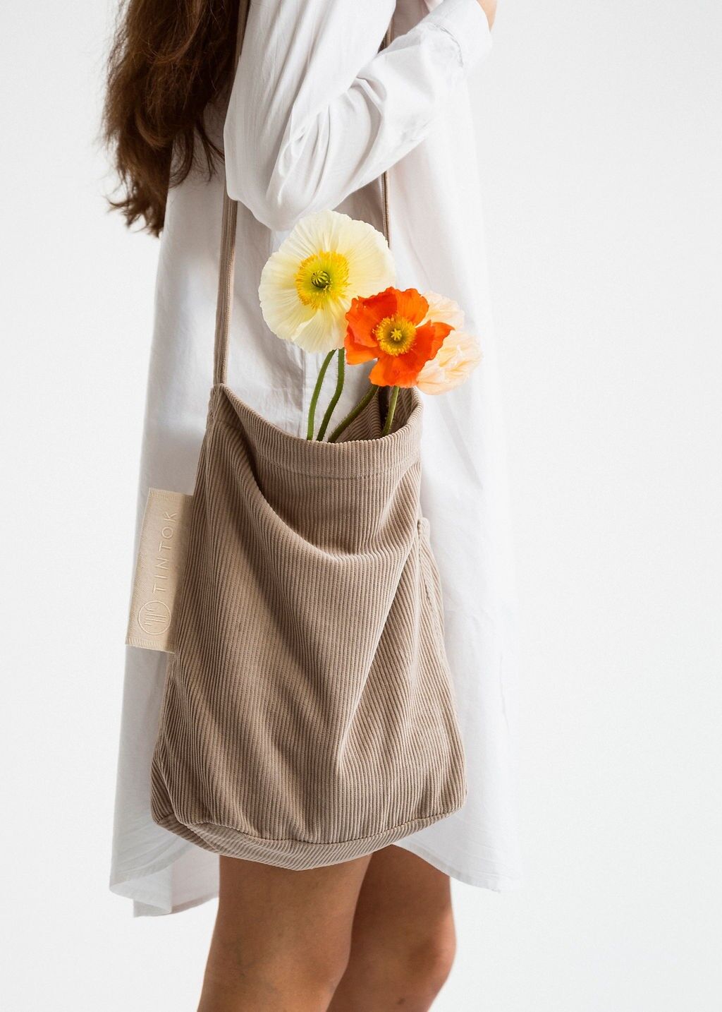 Borsa in velluto a coste Mati - Mocha