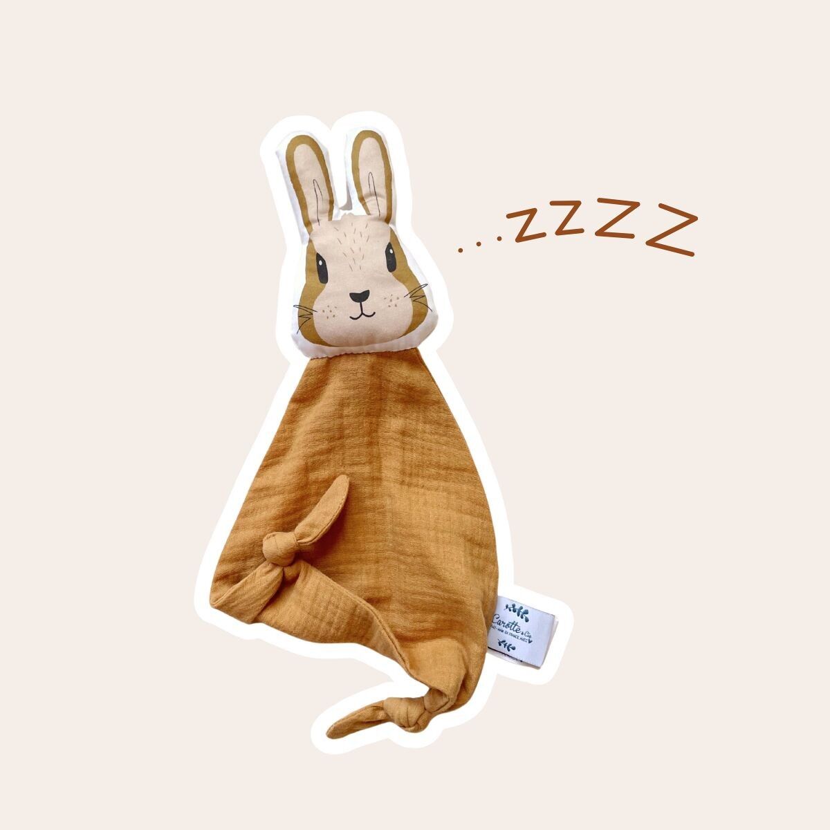 Doudou Lapin en double gaze camel - Edition limitée !