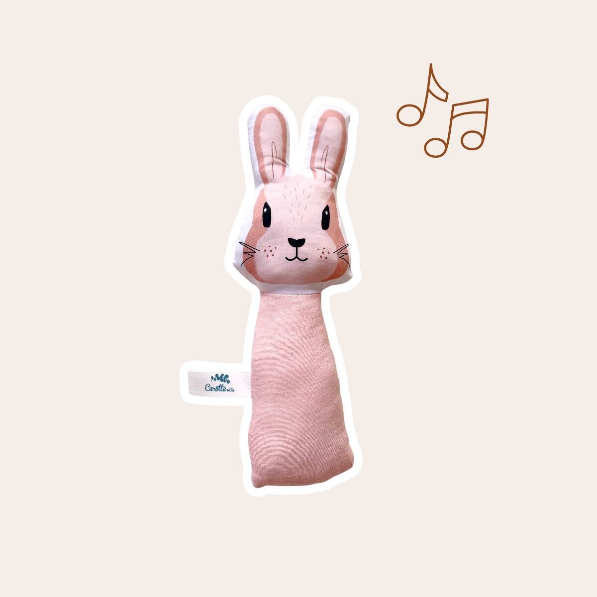 Hochet Gling-Gling Lapin rose blush - Edition limitée !