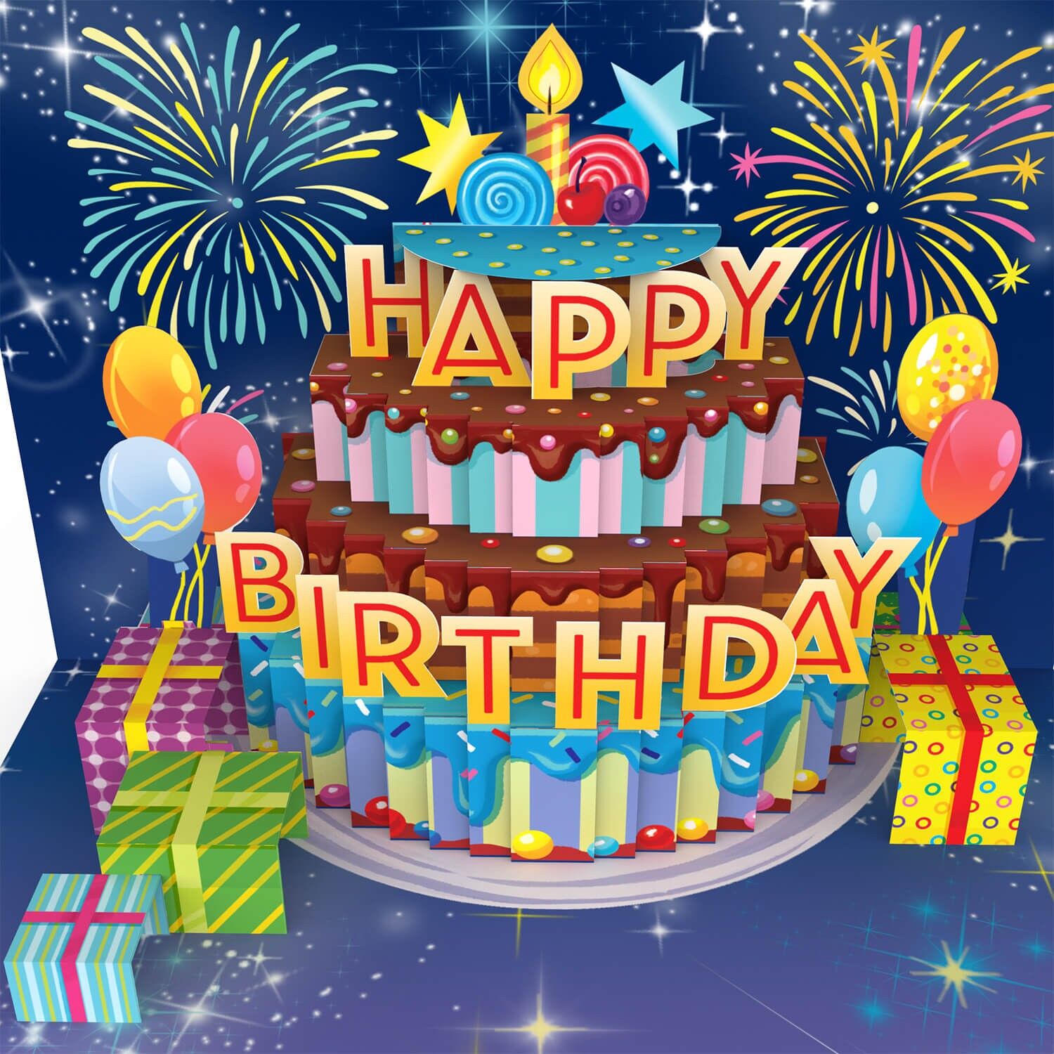 Kindergeburtstagstorte mit Musik & Licht Pop-Up Karte