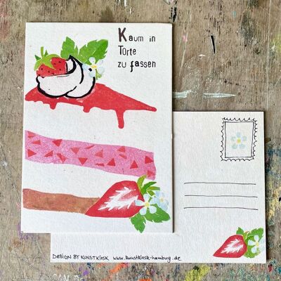 Carte postale pour occasions spéciales « À peine saisi dans un gâteau »