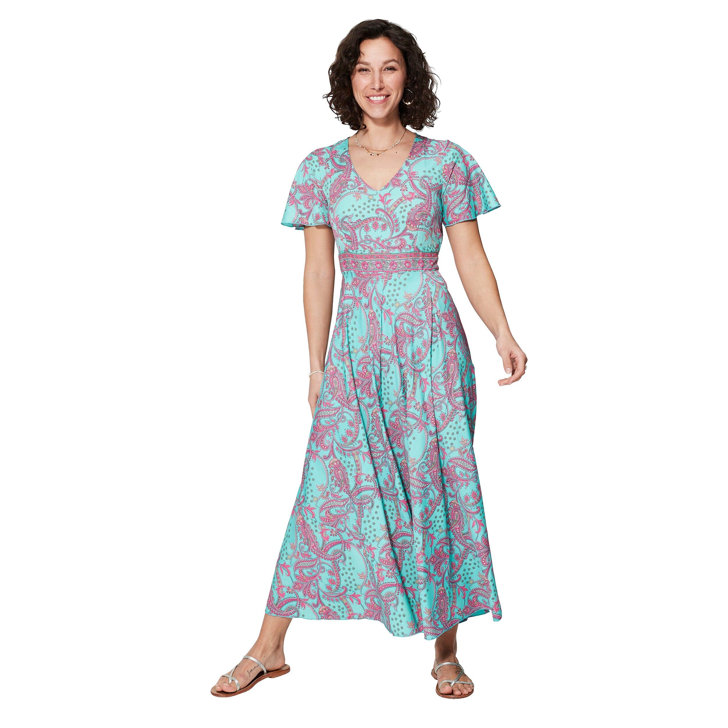 LANGES SOMMERKLEID MIT KURZEN ÄRMELN MBM0009D