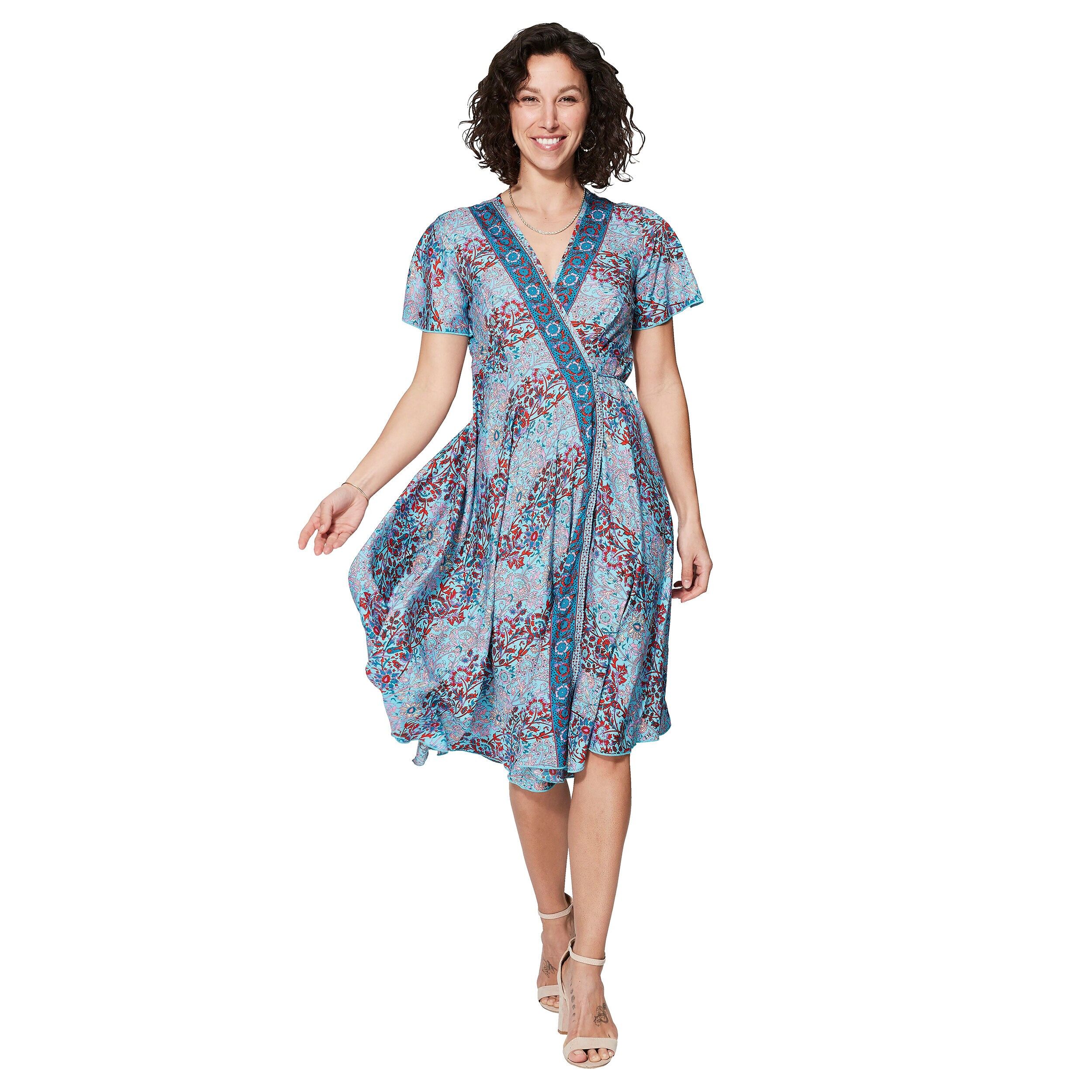 Kurzärmliges mittellanges Sommerkleid MBRO0052B