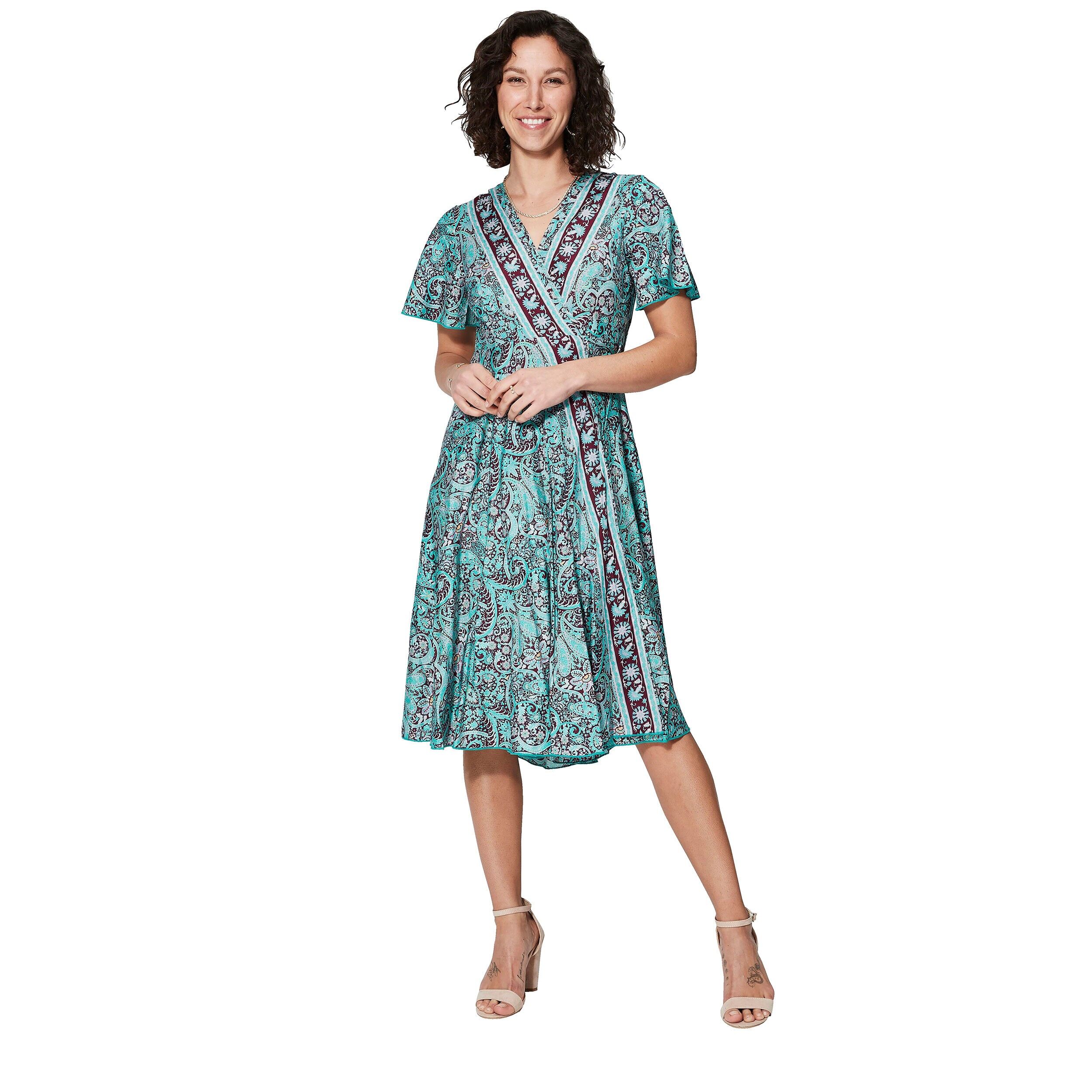 Kurzärmliges mittellanges Sommerkleid MBRO0052D