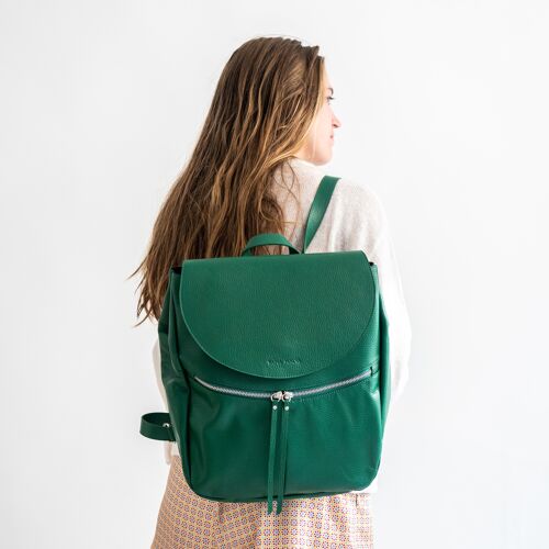 ELLA la mochila de piel verde