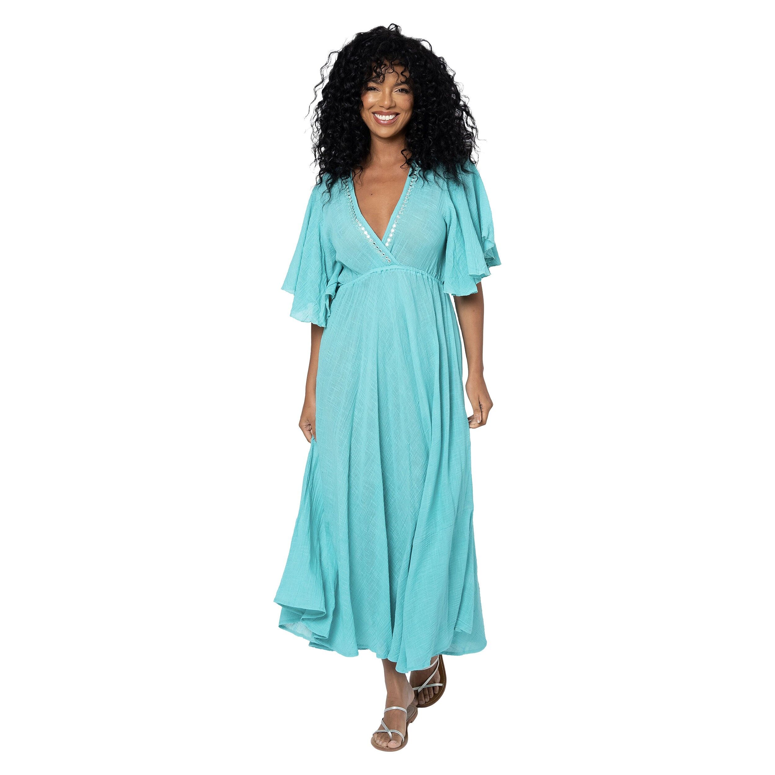 LANGES SOMMERKLEID MIT KURZEN ÄRMELN MBM3013C