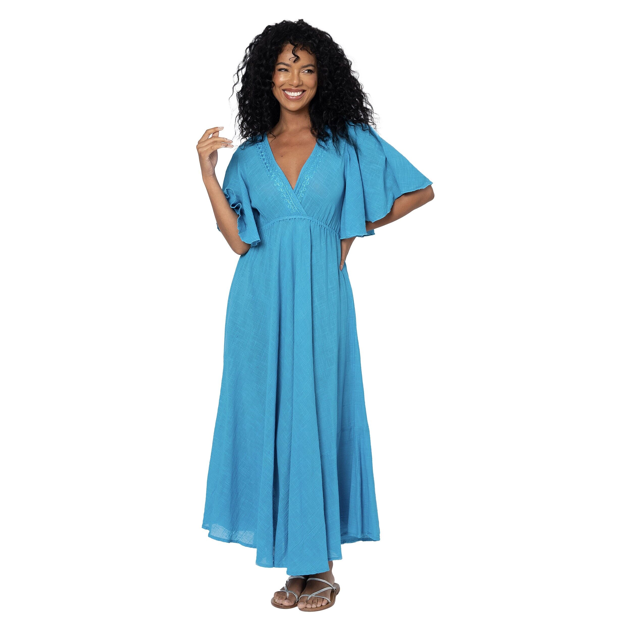 LANGES SOMMERKLEID MIT KURZEN ÄRMELN MBM3014D