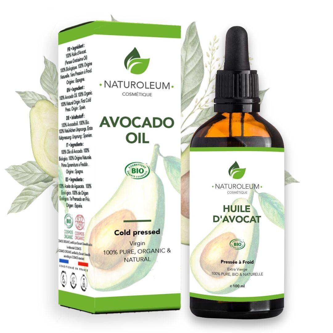 Velours Végétal - Olio di avocado biologico spremuto a freddo puro al 100% - Viso, corpo, capelli - Nutriente, protettivo, pelle secca - Pipetta - 50 ml - Prodotto in Francia