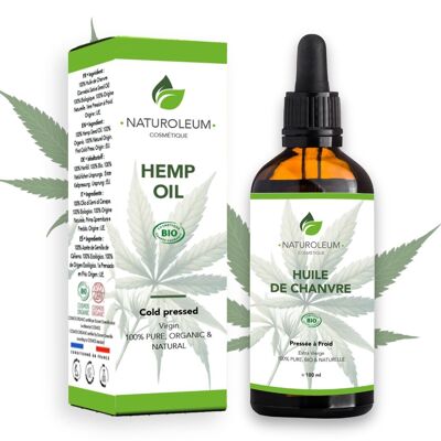Absolute Balance – 100% Pure Cold Pressed Organic Hemp Oil – Face, Body, Beard – Soothing, Omega 3-6, Reactive Skin – Pipette - 100 ml – Made in France