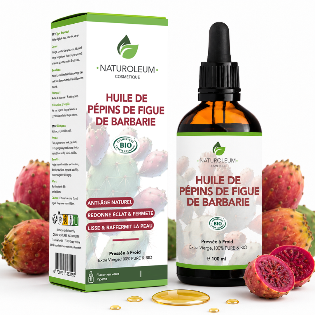 Elixir d’Exception – 100% Pure Cold-Pressed Organic Prickly Pear Seed Oil – Anti-aging, Anti-dark circles, Regenerating – Pipette - 100 ml – Made in France