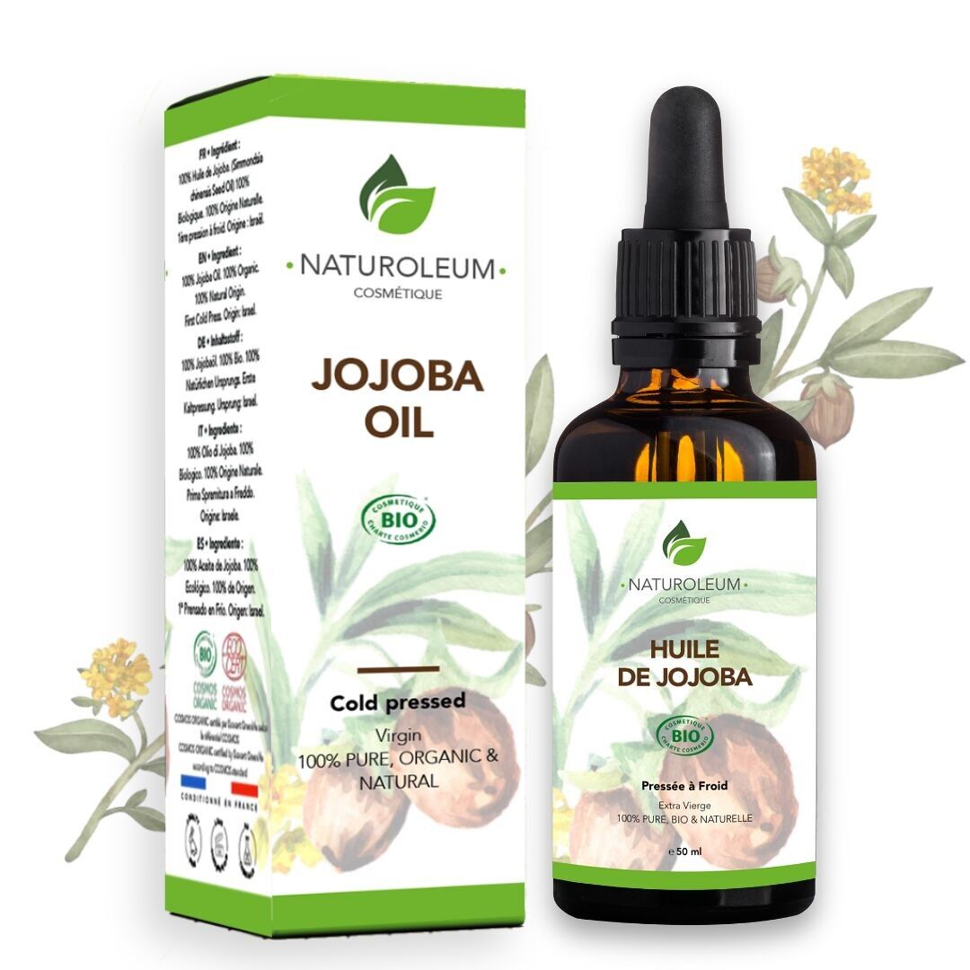 Perfect Skin – Olio di Jojoba Biologico 100% Puro Spremuto a Freddo – Viso, Corpo, Capelli – Seboregolatore, Riequilibrante, Non comedogeno – Pipetta - 50 ml – Prodotto in Francia