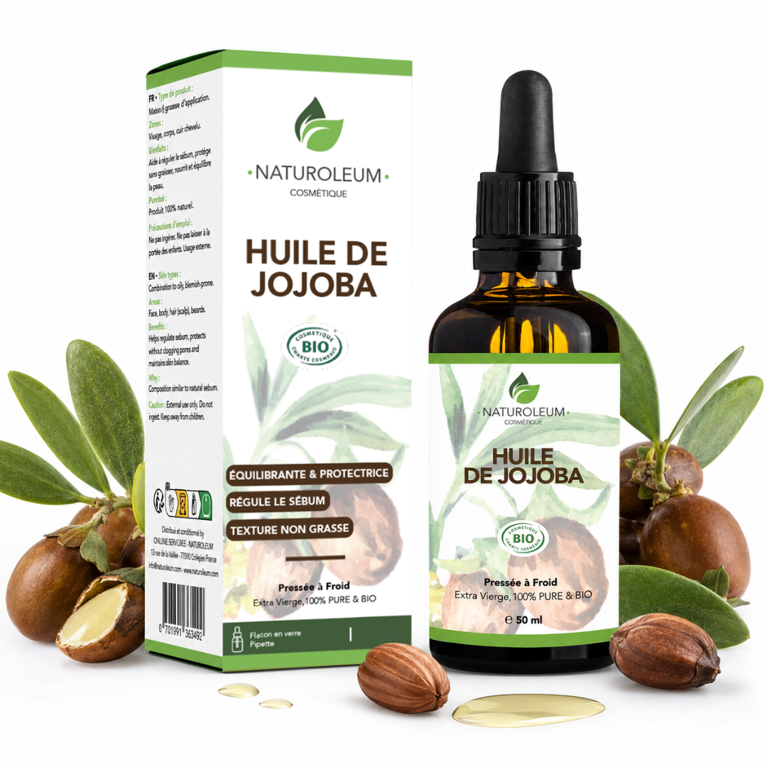Perfect Skin – 100% Pure Cold Pressed Organic Jojoba Oil – Face, Body, Hair – Sebum-regulating, Rebalancing, Non-comedogenic – Pipette - 50 ml – Made in France