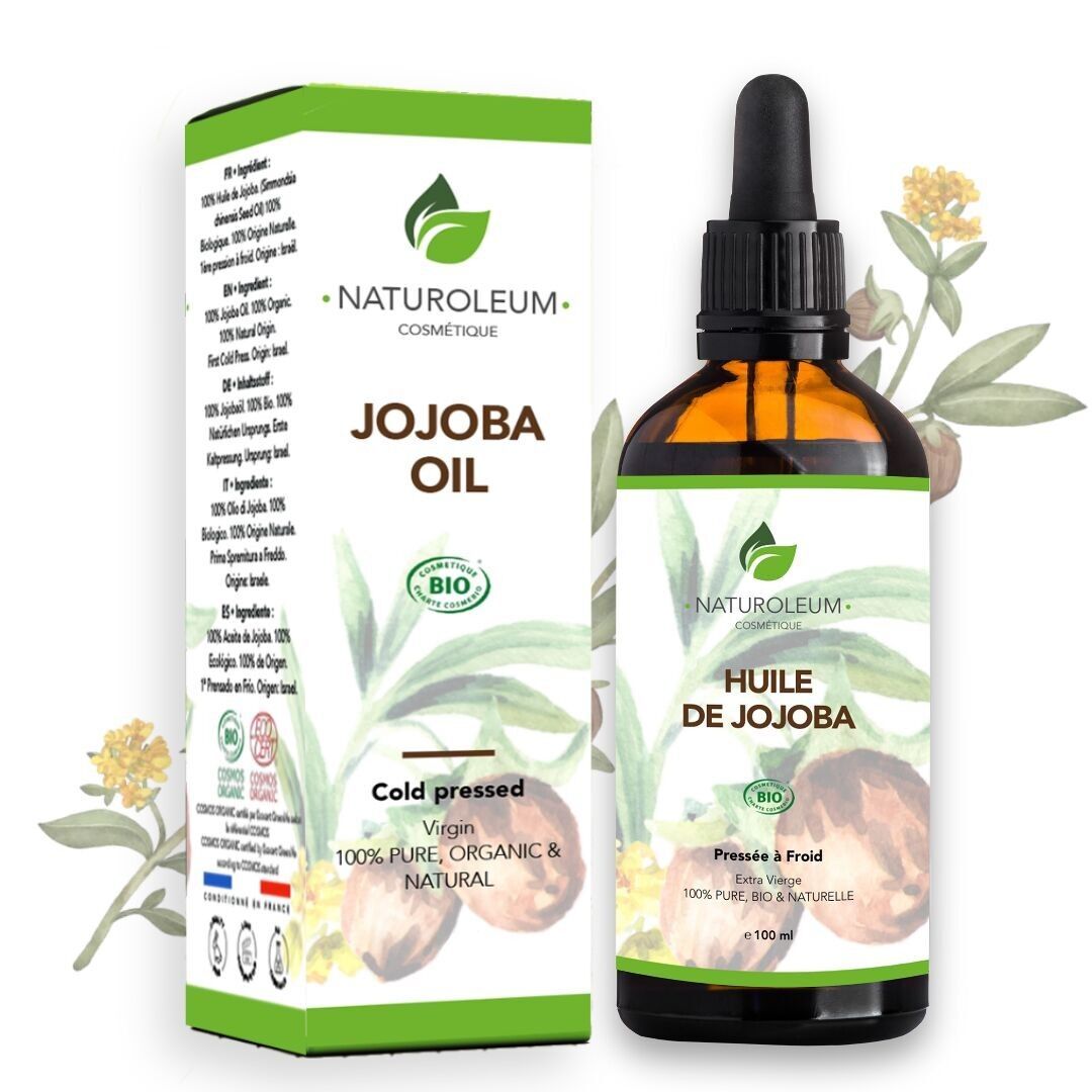 Perfect Skin – Olio di Jojoba Biologico 100% Puro Spremuto a Freddo – Viso, Corpo, Capelli – Seboregolatore, Riequilibrante, Non comedogeno – Pipetta - 100 ml – Prodotto in Francia
